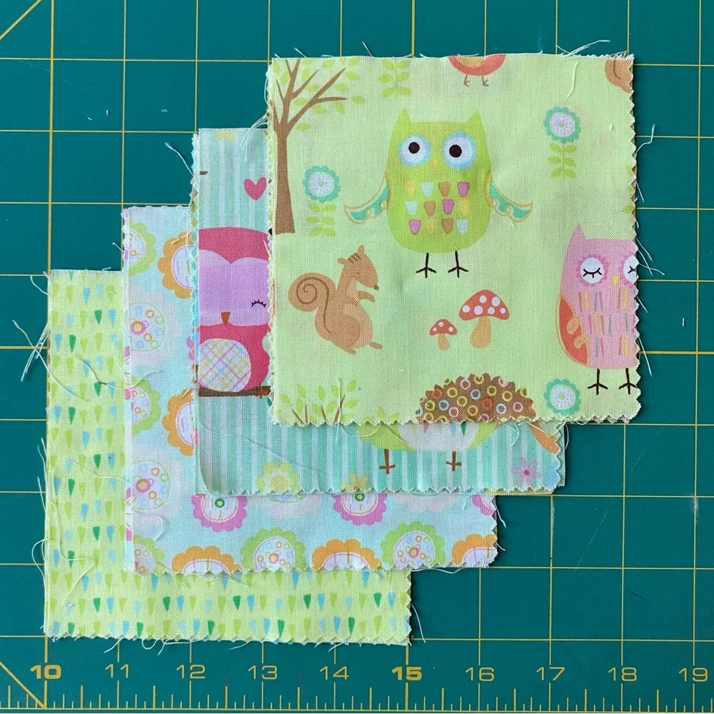 Fabric-(48)-5” squares “Owl & Co” pattern by Riley Blake Designs